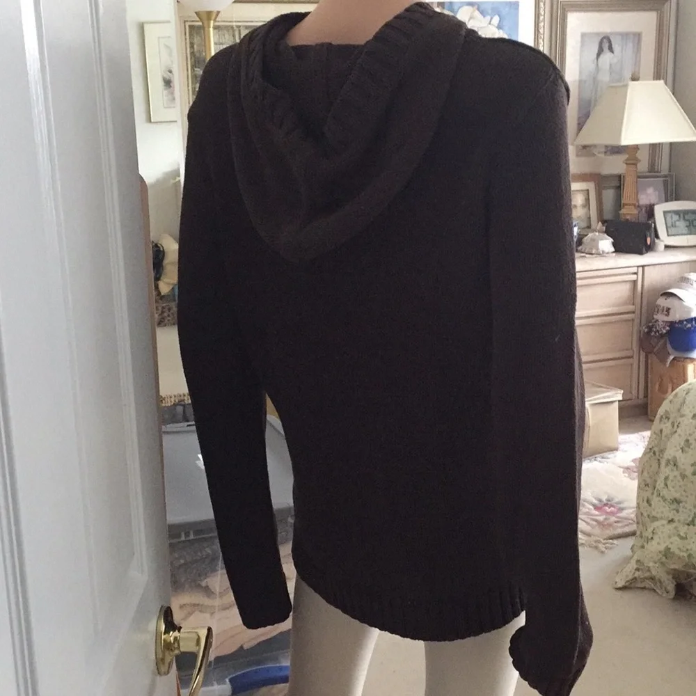Vintage Talbots mercerized cotton v neck hoodie sweate - Picture 4 of 7